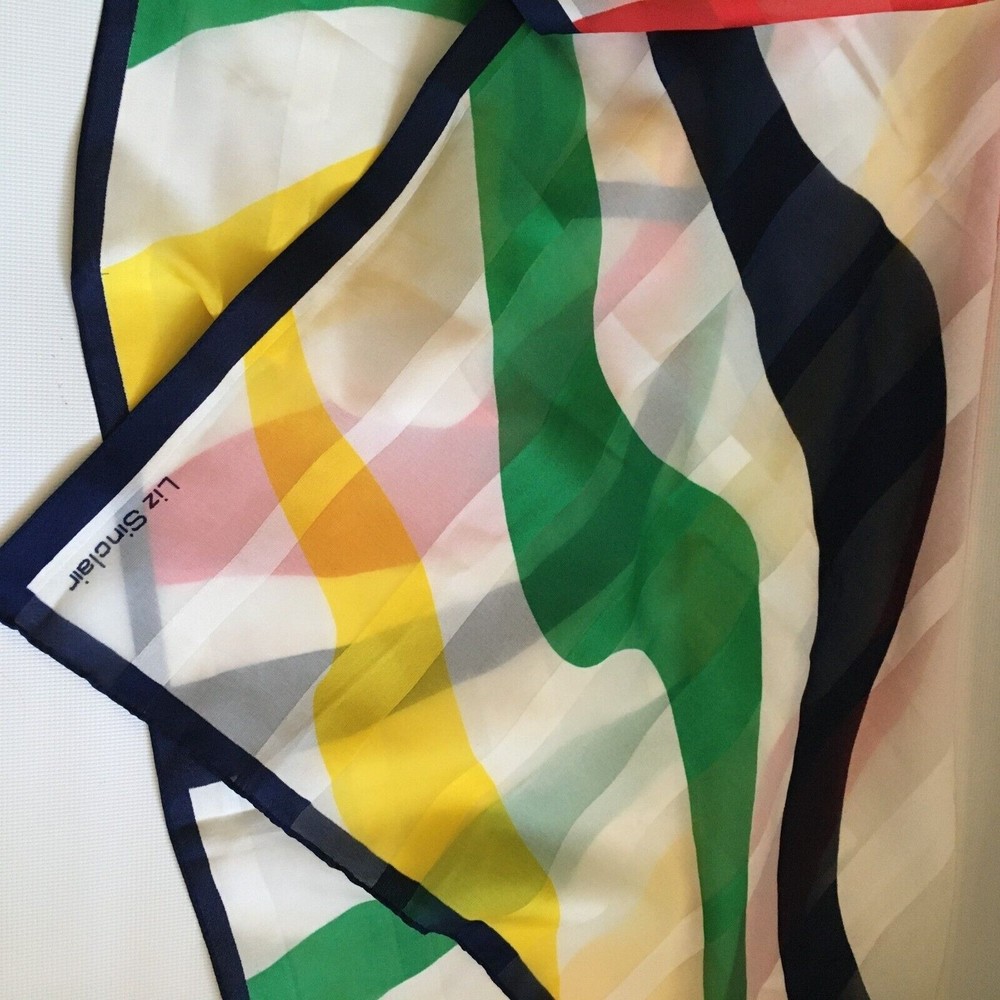 Liz Sinclair 100% Rayon Scarf Italy Square Vibrant Colors
